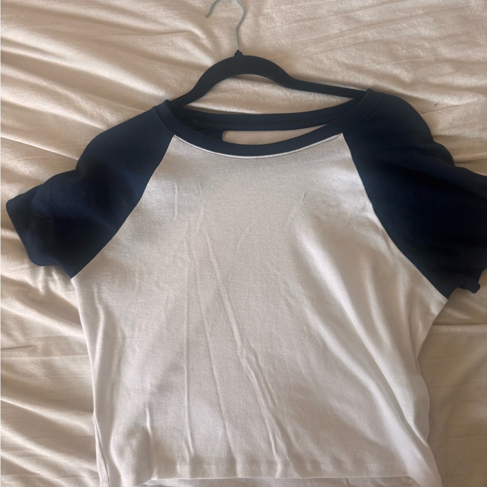 Navy Blue and White Baseball T